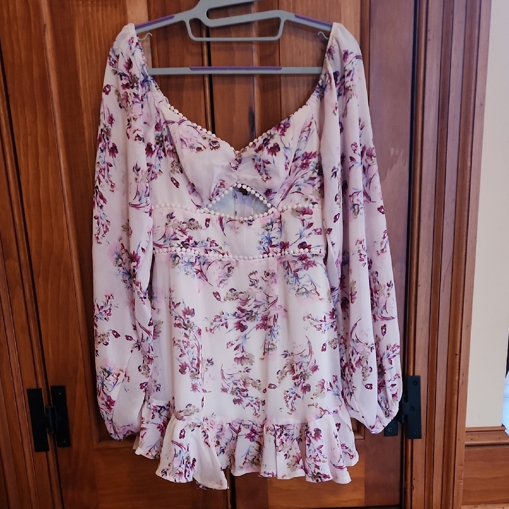 Windsor Pink and Purple Ruffled Long Sleeve Blouse